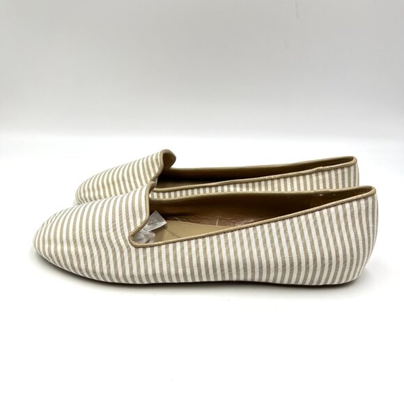 Talbots Womens Size 8 Tan White Beige Stripe Slip On Flats Loafers Shoes - Picture 6 of 12